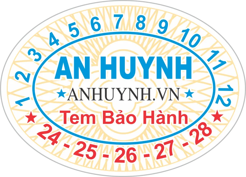 Mẫu in tem vỡ bảo hành hình elip oval thực tế số 1