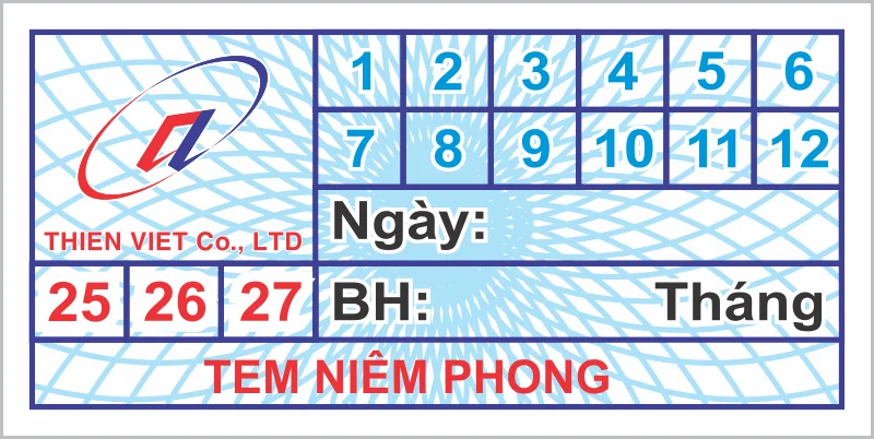 Mẫu in tem vỡ bảo hành hình chữ nhật thực tế số 12