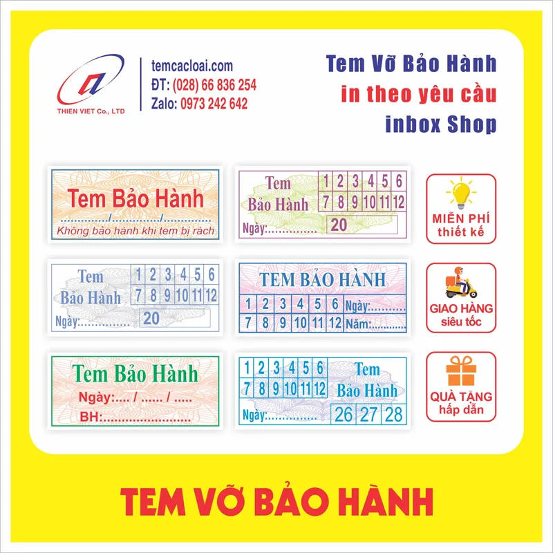 Tem Bảo Hành Điện Thoại – in tem, tem vỡ, tem bảo hành tại xưởng in tem nhãn