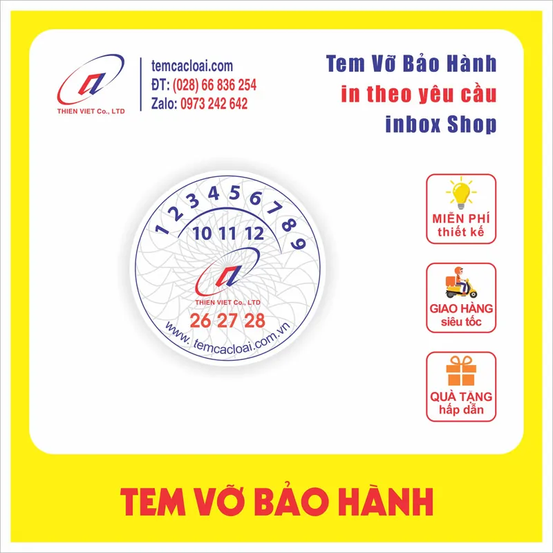 Mẫu tem bảo hành tròn 2026 Mẫu tem bảo hành tròn cập nhật mới nhất